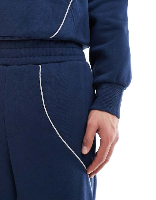 Bershka - Joggers ampi blu con profili a contrasto in coordinato, 5 di 5