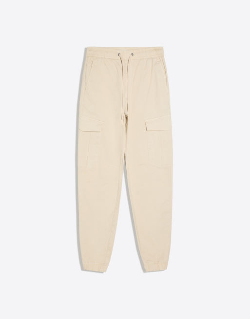 Bershka joggers cargo slim fit beige, 5 di 5