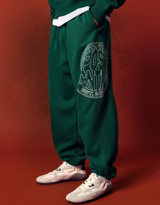 Bershka joggers con stampa laterale verdi, 2 di 5