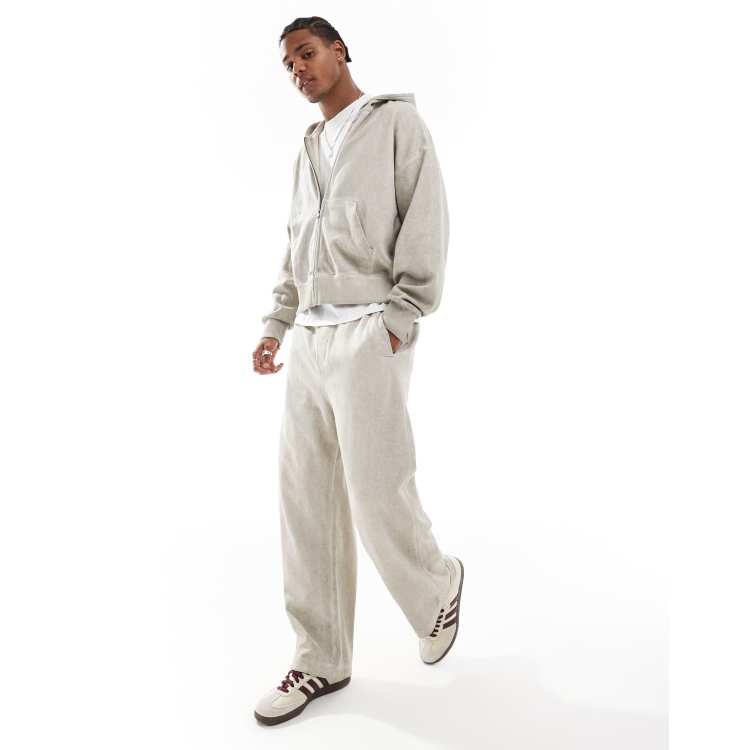 Bershka Joggers della tuta ampi color pietra slavato ASOS