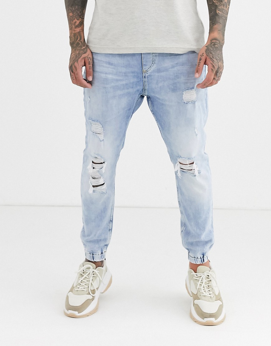 Bershka - Joggers di jeans blu
