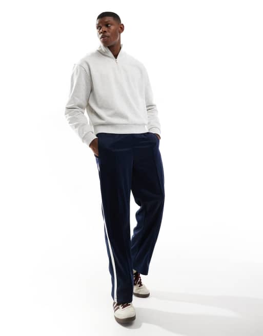 Bershka - Joggers larghi blu navy con pannello laterale