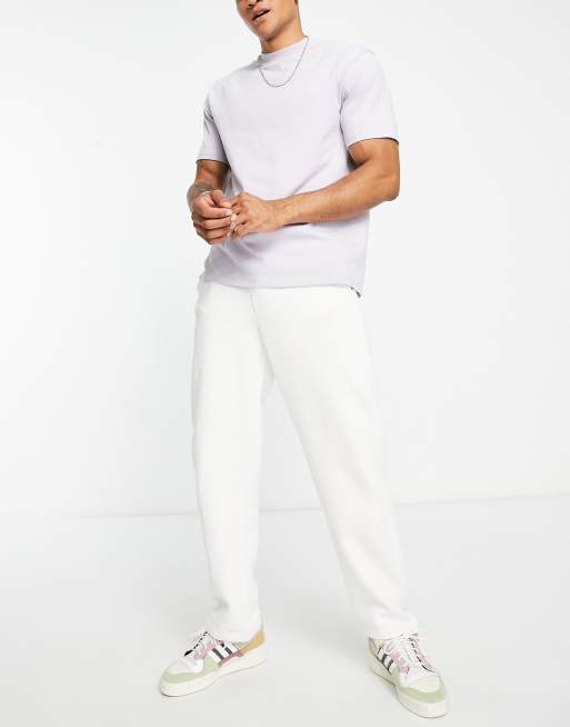 Bershka - Joggingbroek met rechte pasvorm in wit