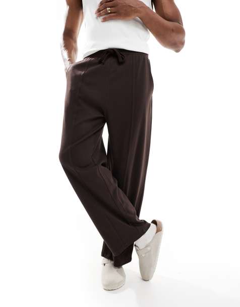 Bershka - Joggingbroek met wijde pijpen in chocoladebruin - view 1