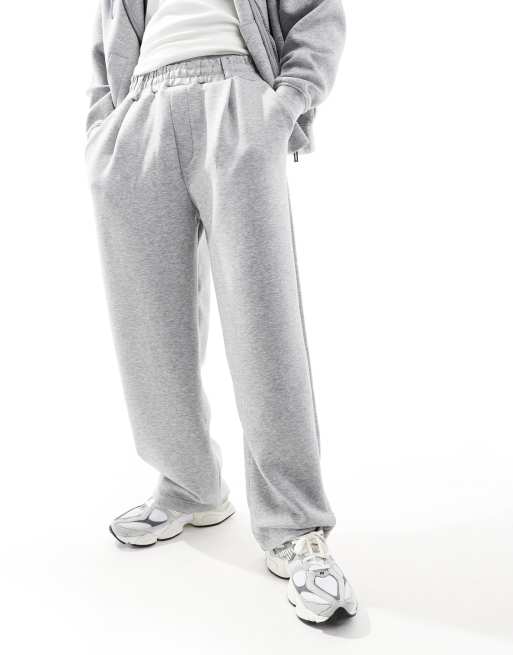 Bershka - Joggingbroek met wijde pijpen in grijs, deel van co-ord set