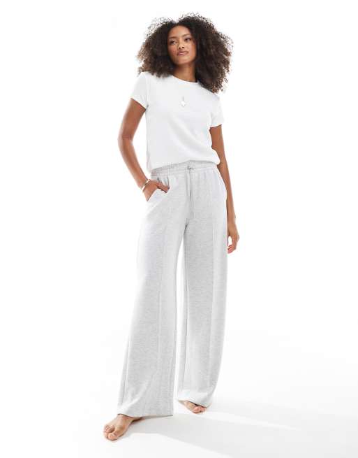 Bershka – Jogginghose in Vigo-Grau mit weitem Bein und Tunnelzug