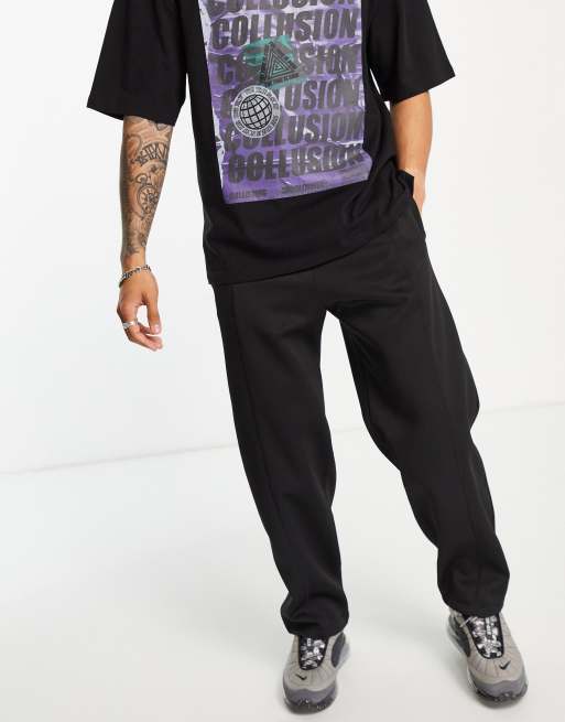 Bershka – Jogginghose mit weitem Bein in Schwarz