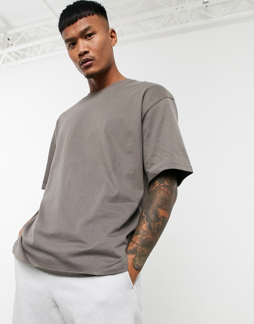 Bershka - Join Life - Oversized T-shirt in taupe-Beige