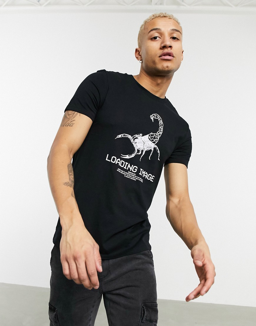 Bershka – Join Life – Svart t-shirt med skorpiontryck