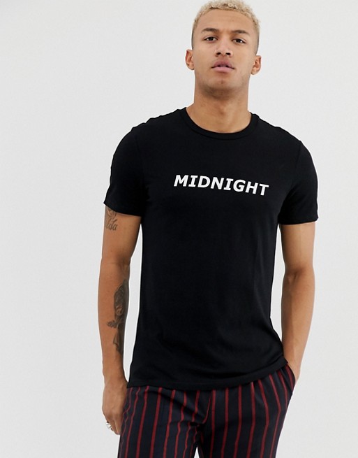 Bershka Join Life t-shirt with midnight chest print in black