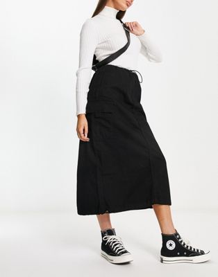 Bershka midi cargo skirt in black - ASOS Price Checker