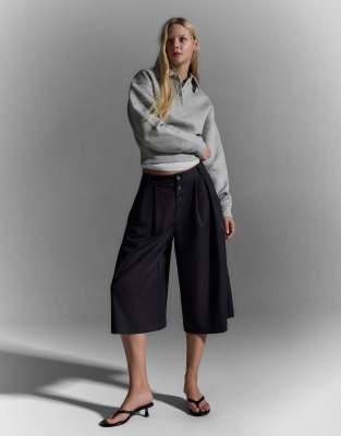 Bershka - Jupe-culotte à rayures - Noir