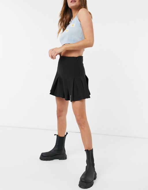 Bershka Jupe de tennis semi pliss e Noir