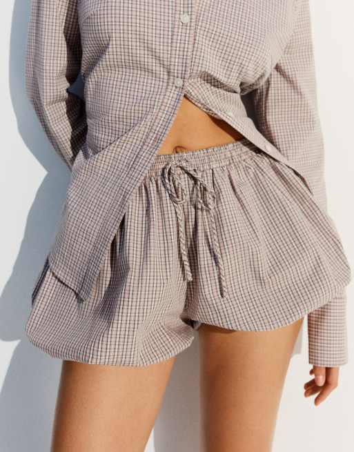 Bershka - Jupe-short bouffante en popeline - Beige, 4 de 5