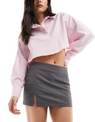 Bershka notch front mini skort in grey - ASOS Price Checker