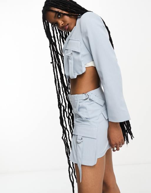 Bershka Jupe short d ensemble habillee Bleu ASOS