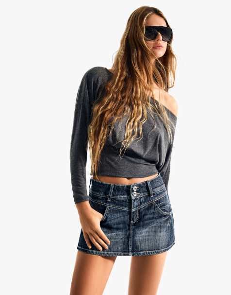 Bershka - Jupe-short en jean - Bleu denim - view 1
