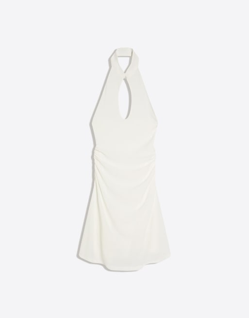 Bershka - Jurk met halternek en mandarijnkraag in ecru, 5 van 5