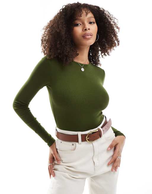 Bershka - Kakigrøn og langærmet baby-t-shirt