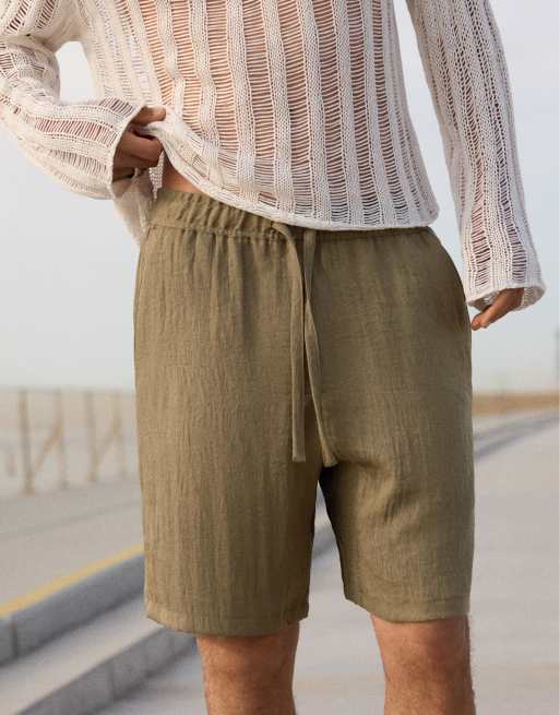 Bershka - Kakigrønne rustikke bermudashorts i joggingstof, 3 af 4