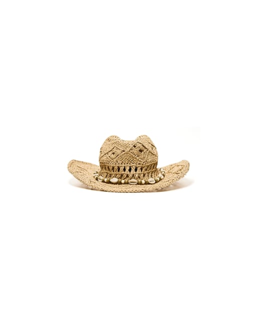 Bershka – Kamelbrun cowboyhatt med snäckor, 3 av 3