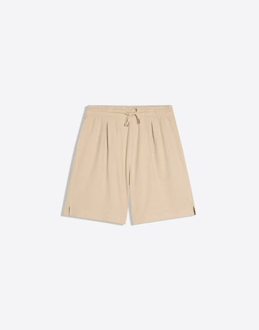 Bershka – Kamelfärgade, texturerade och mjuka bermudashorts, 4 av 4
