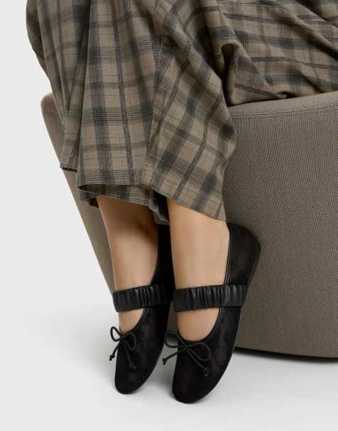 Bershka - Kanten ballerina's in zwart - view 1