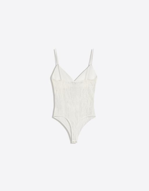 Bershka - Kanten body met bandjes in wit, 6 van 6