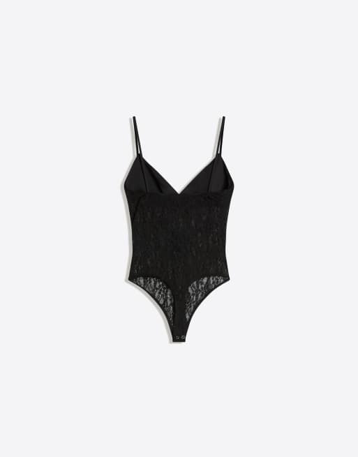 Bershka - Kanten body met bandjes in zwart, 6 van 6