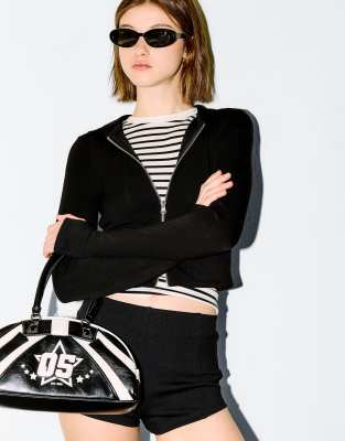 Bershka - Kapuzenjacke aus Modalmix in Schwarz