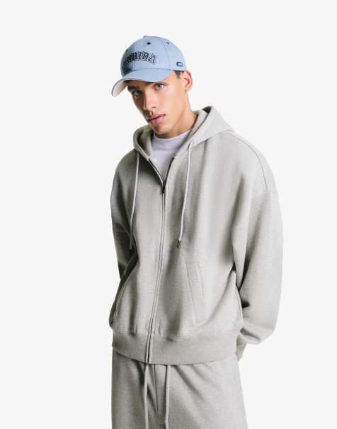 Bershka – Kapuzenjacke in Hellgrau - view 1