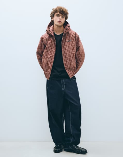 Bershka Kapuzenjacke mit Karomuster in Braun - view 1