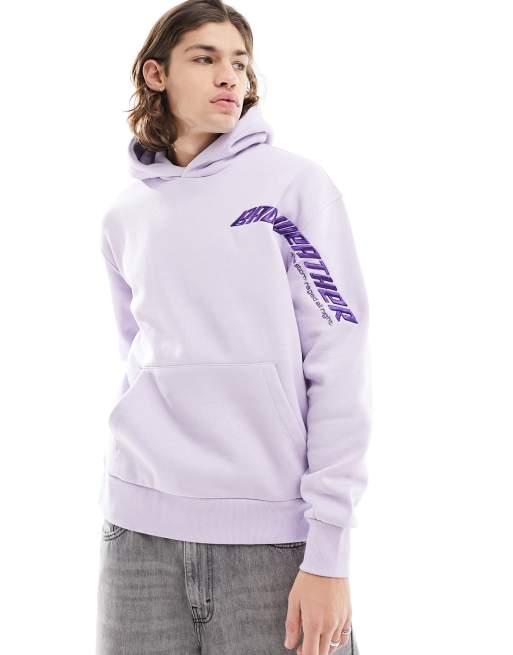 Bershka – Kapuzenpullover in Lila mit Grafik-Print am Rücken , 4 von 4