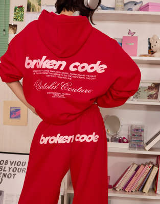 Bershka - Kapuzenpullover in Rot mit Print