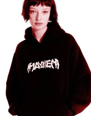 Bershka - Kapuzenpullover in Schwarz mit Lady Gaga Print