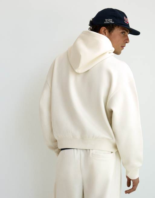 Bershka – Kapuzenpullover in Weiß mit Boxy-Schnitt, 3 von 6