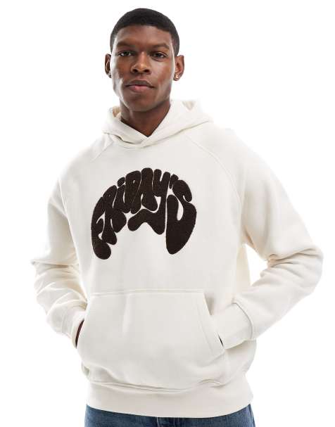Bershka – Kapuzenpullover in Weiß mit Friday-Grafik - view 1