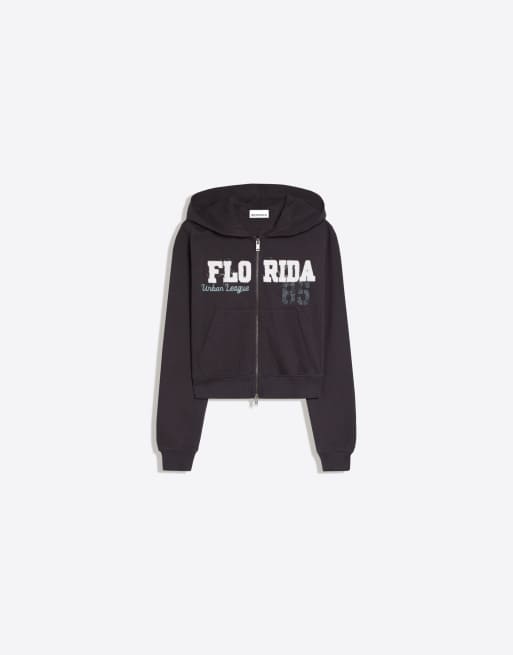 Bershka Kapuzenpullover mit Patch in Dunkelgrau, 5 von 5