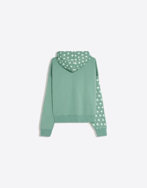 Bershka Kapuzenpullover mit Print in Blau, 6 von 6