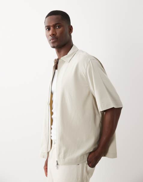 Bershka – Kastig geschnittenes Set in Beige - view 1