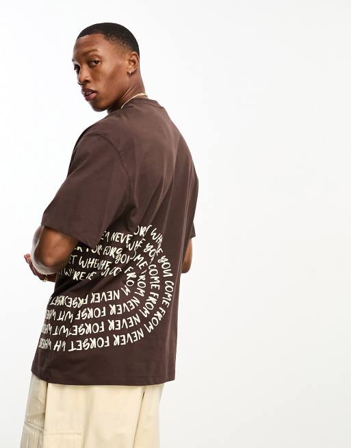 Bershka – Kastig geschnittenes T-Shirt in Lila mit Wörter-Print , 4 von 4