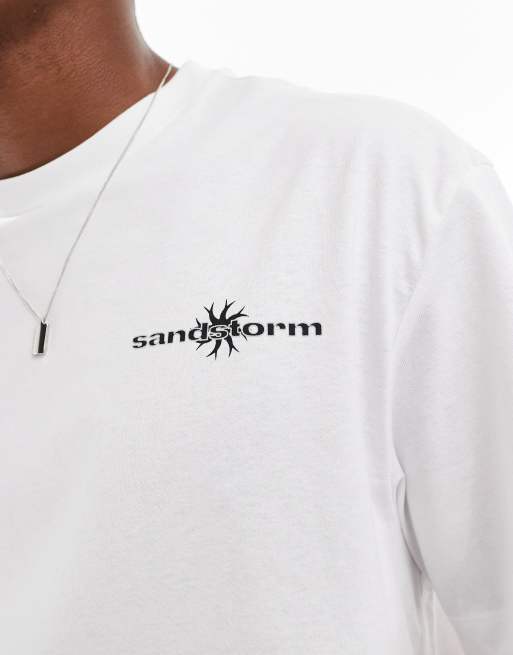 Bershka – Kastig geschnittenes T-Shirt in Weiß mit „Sandstorm“-Print, 3 von 4