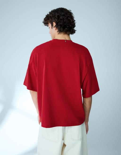Bershka – Kastiges, kurzärmliges Oversize-T-Shirt in Korallenrot, 2 von 4