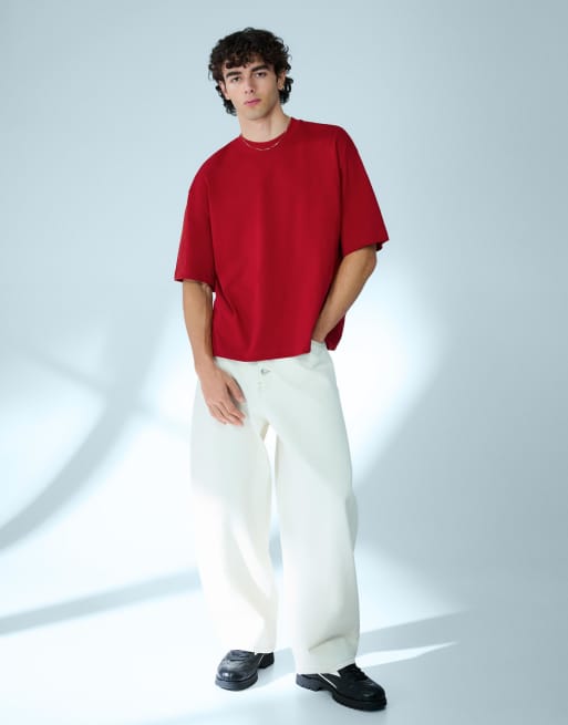 Bershka – Kastiges, kurzärmliges Oversize-T-Shirt in Korallenrot, 3 von 4