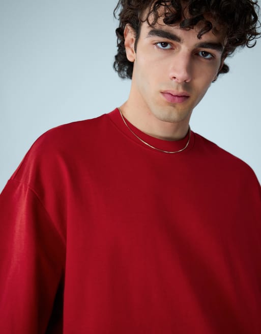 Bershka – Kastiges, kurzärmliges Oversize-T-Shirt in Korallenrot, 4 von 4