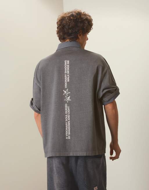 Bershka – Kastiges Oversize-T-Shirt in Schwarz mit Print, 4 von 4