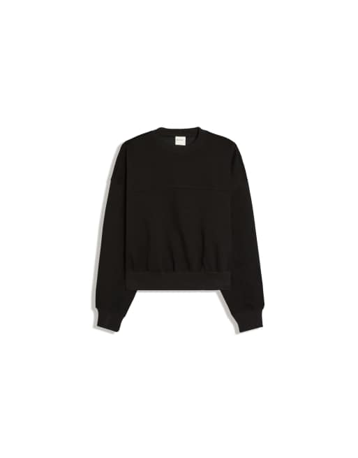 Bershka kastiges Sweatshirt mit Rundhalsausschnitt in Schwarz, 6 von 6