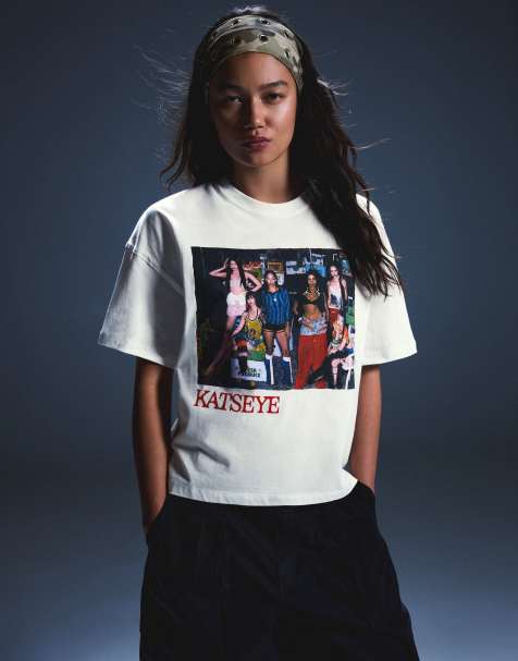 Bershka Katseye oversized T-shirt met print in wit - view 1
