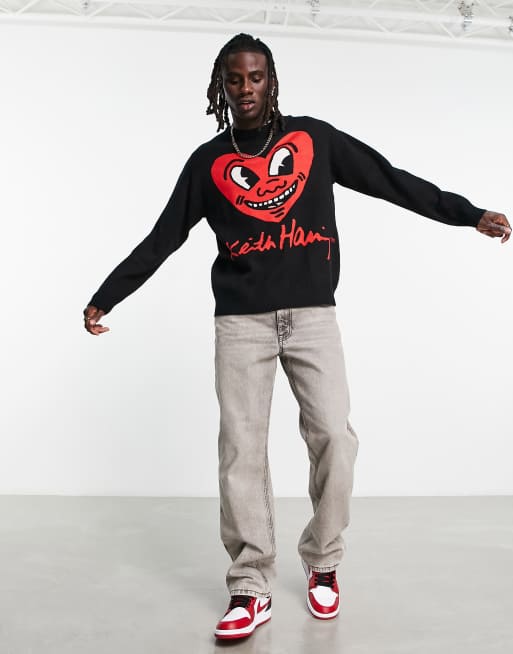 Bershka Keith Haring sweater in black