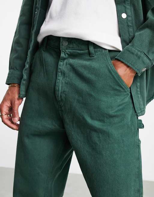 Bershka – Khakigröna lediga jeans, del av set, 3 av 4